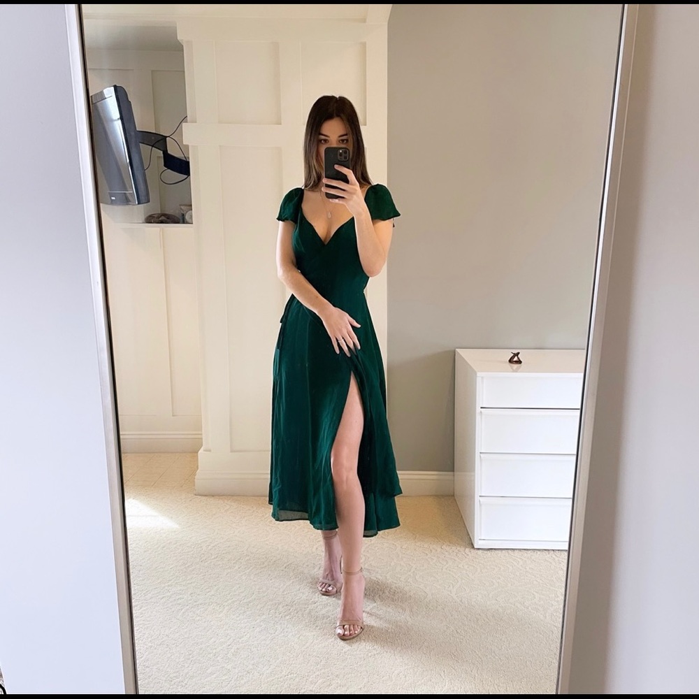 ✖️SOLD✖️Reformation Piper Emerald Midi Dress NWT - Picture 3 of 10